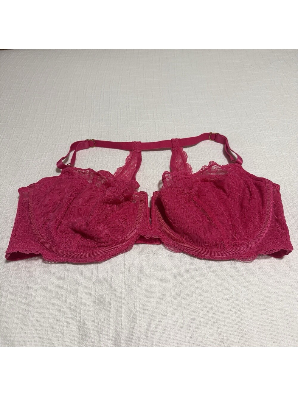 Cacique 44DDD Pink Lace Racer Back Bra Underwire Lined